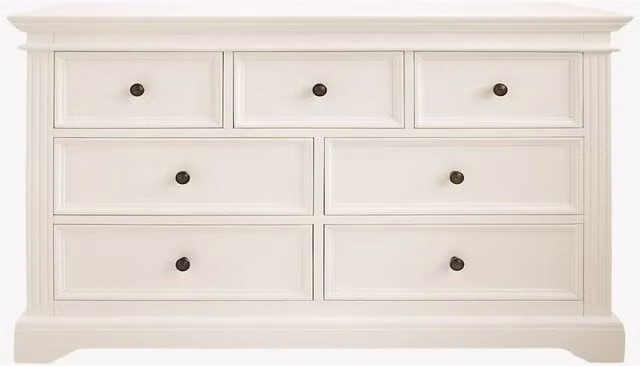 Gainsborough Large 7 Drawer Chest in Vintage Cream with Round Antique Brass Handles