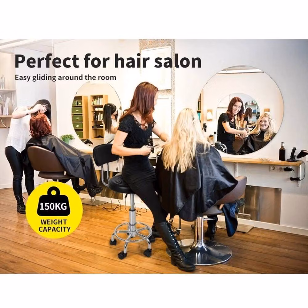 PAWNORA Swivel Barber Chair in Black with Synthetic Leather and Metal Frame – 5