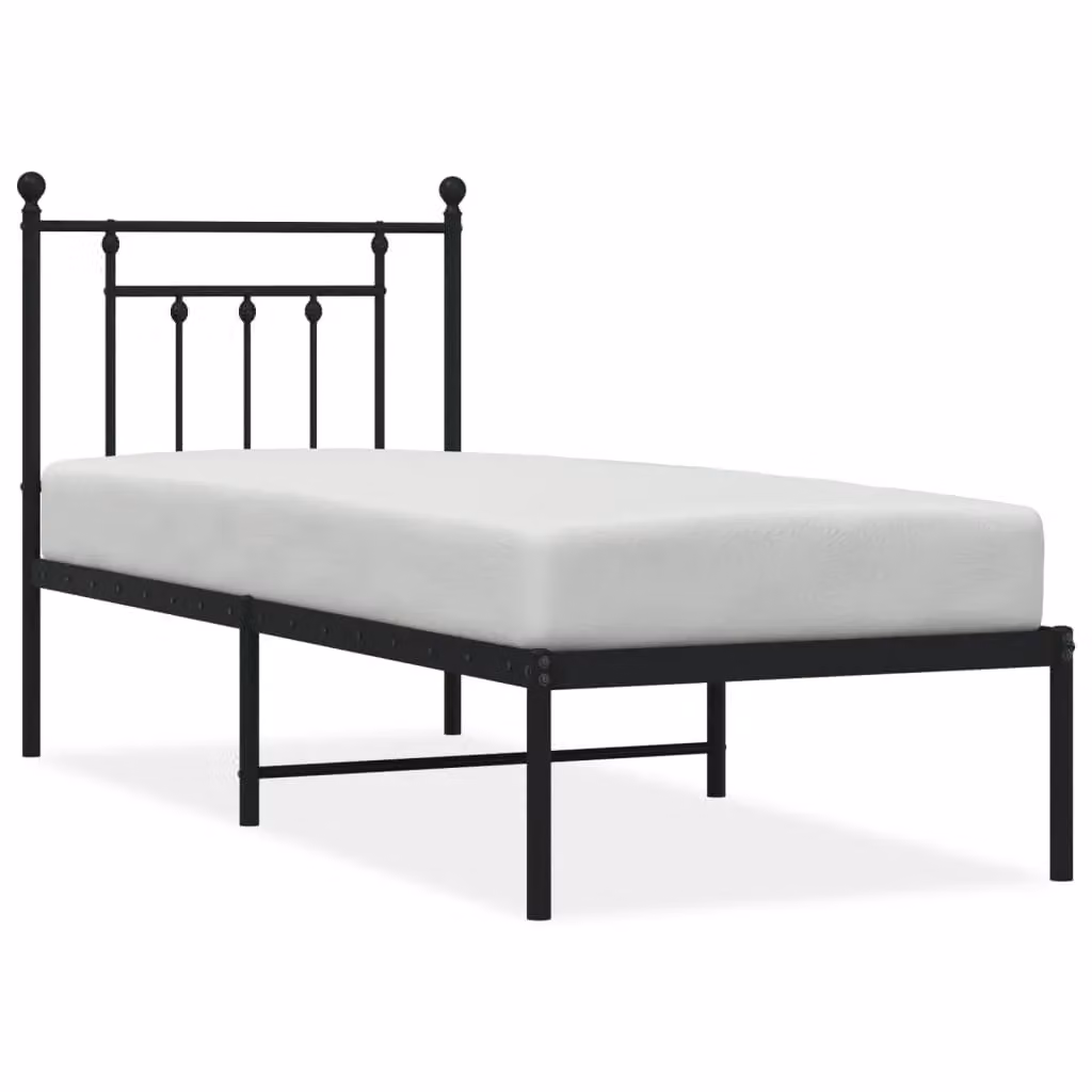 Berkfield Home Metal Bed Frame with Headboard, Black, W: 75 cm, L: 190 cm – 2