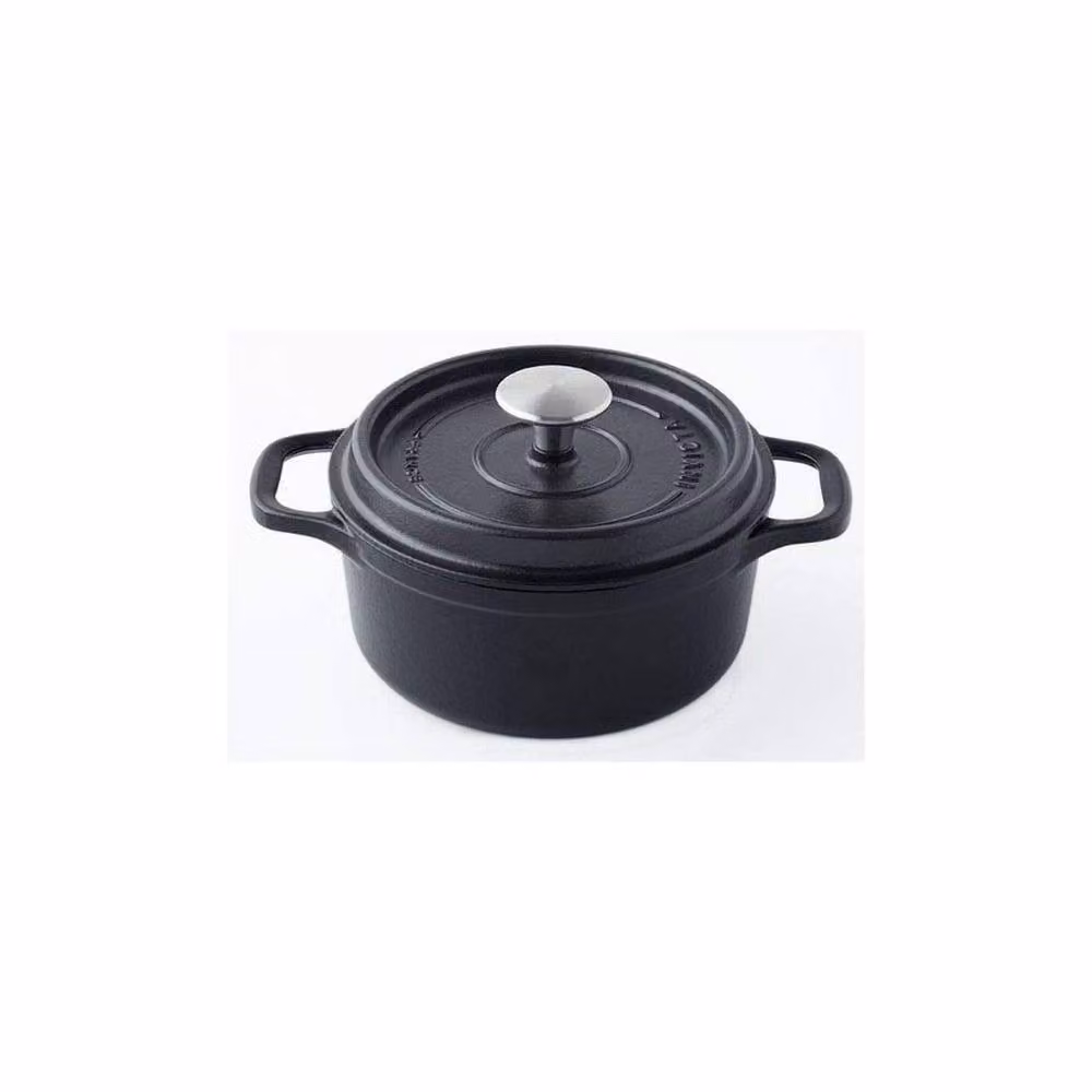 Invicta Black Cast Iron Round Casserole Dish, 22 cm – 2