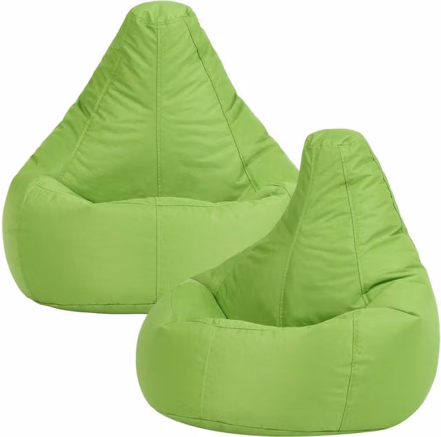 ICON Set of 2 Kids Recliner Beanbag Chairs, Purple and Lime Green, Water Repellent Fabric – 2