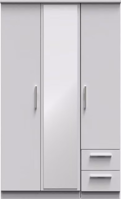 Ready Assembled 2 U Windsor Triple Mirror and Drawer Wardrobe in Mid Grey – 1