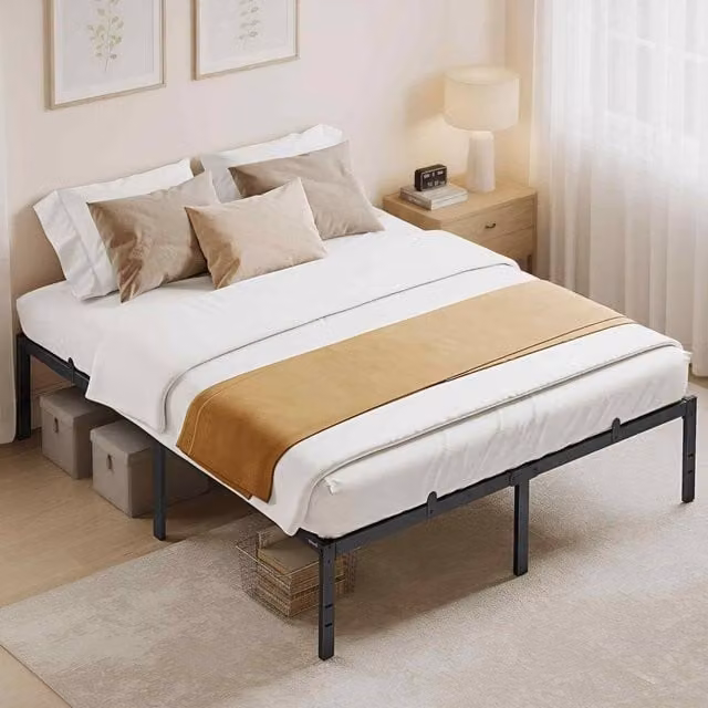 The Bazaarist King Metal Platform Bed Frame with Underbed Storage, Black – 1