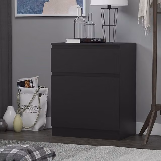FWStyle Modern No Handle Style Compact Sideboard in Matt Black
