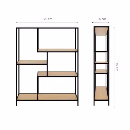 GFW Blake Modern Geometric Shelving Unit in Black, W/D/H: 150 x 36 x 23.45 cm – 2
