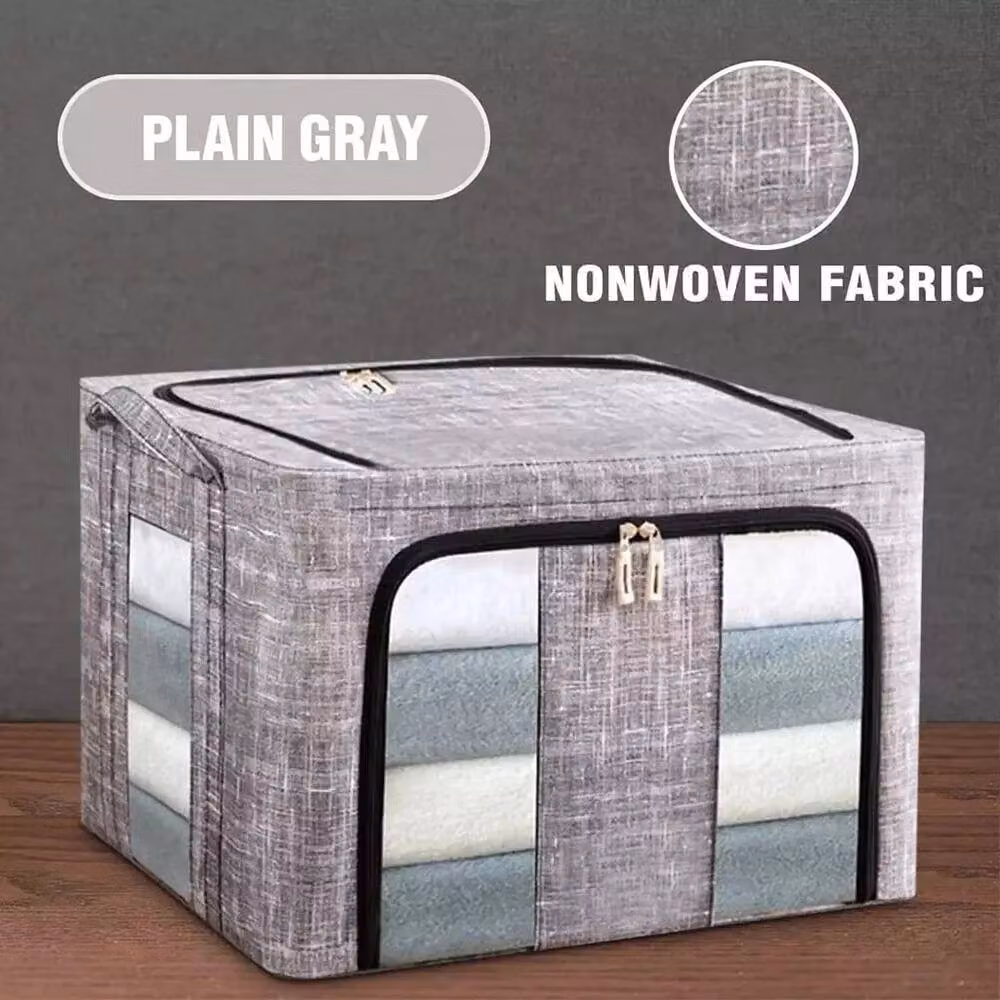 PAWNORA 66L Foldable Fabric Mesh Clothes Storage Box, 2 Pack, Grey – 3
