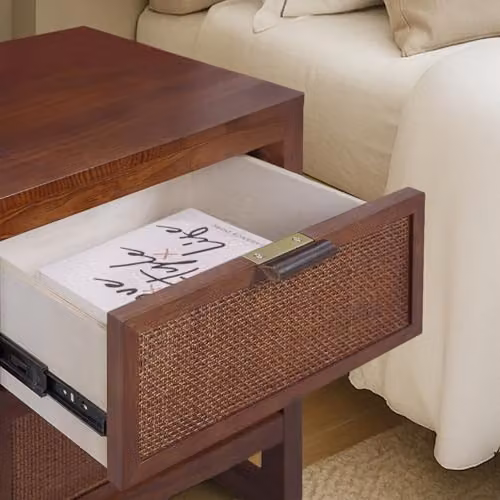 Teamson Home Hatteras Bedside Table with 2 Rattan Inset Drawers, Brown, W: 51 cm, D: 40.64 cm, H: 60.96 cm – 4