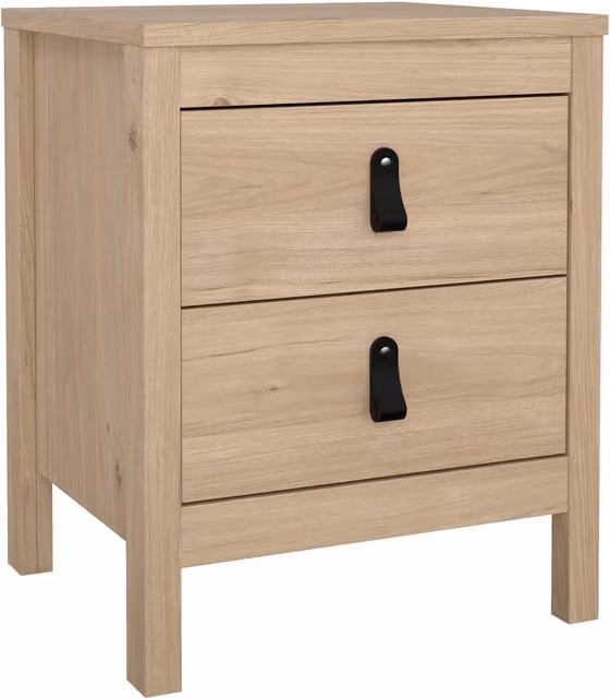 Furniture To Go Barcelona Bedside Table with 2 Drawers in Jackson Hickory Oak and Light Oak