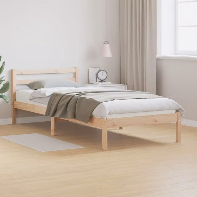 Berkfield Home Solid Wood Pine Bed Frame with Headboard, Brown, W: 100 cm, L: 220 cm – 1