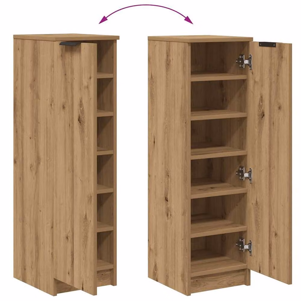 Berkfield Home Artisan Oak Shoe Cabinet in Brown, W/D/H: 29.5 x 35 x 100.5 cm – 3