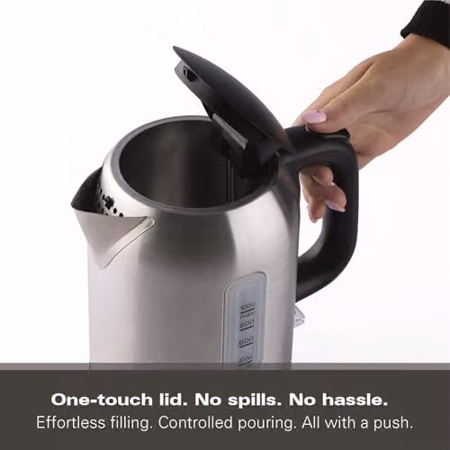 Hamilton Beach Stainless Steel Electric Kettle with Auto Shut Off, 1L, Silver and Black – 3