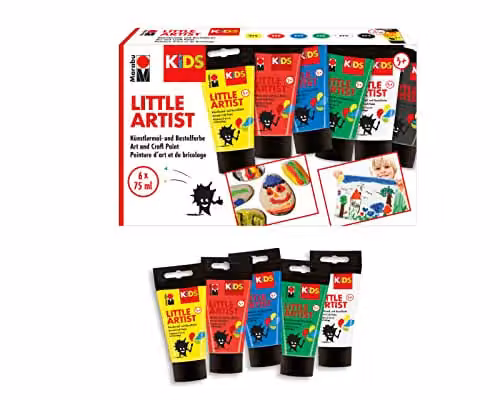 Marabu Kids Little Artist Washable Paint Set, Multicolour, 6 x 75ml