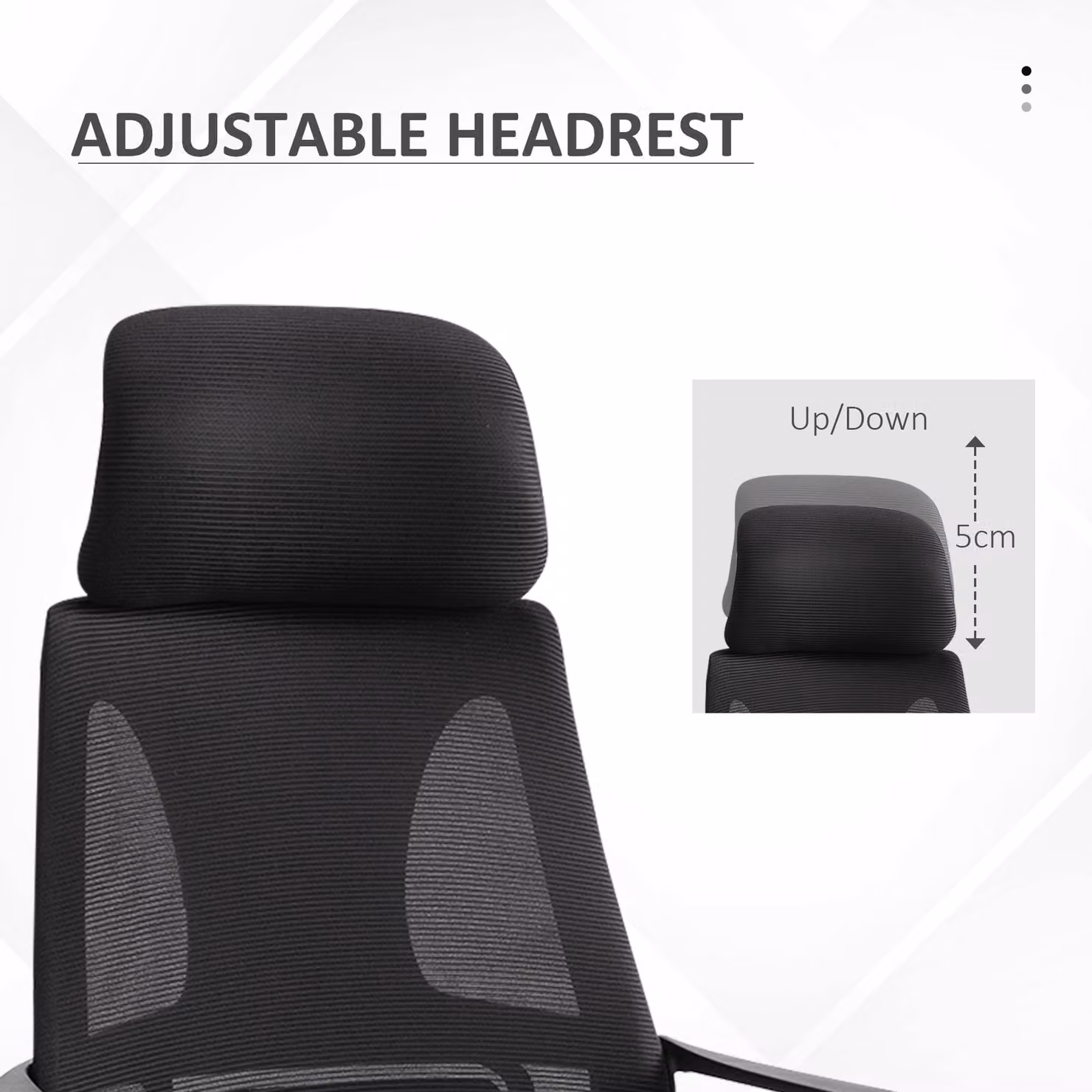 Vinsetto Ergonomic High Back Office Chair with Headrest and Lumbar Support, Black Fabric – 6