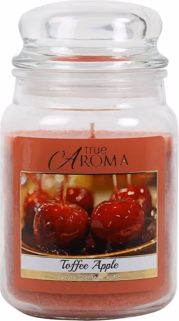 True Aroma Toffee Apple Large Mason Jar Candle, Red, Fruity and Gourmand Scent