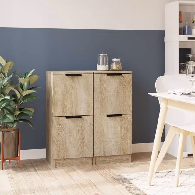 Berkfield Home Set of 2 Sonoma Oak Sideboards in Brown, W/D/H: 30 x 30 x 70 cm