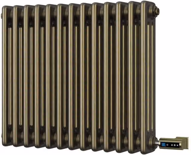 Alpha 3 Column Electric Radiator in Antique Brass with App Control and WiFi