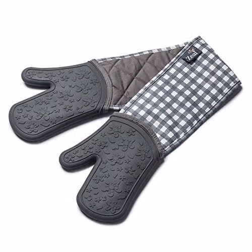 Zeal Steam Stop Waterproof Silicone Double Oven Gloves in Grey – 1