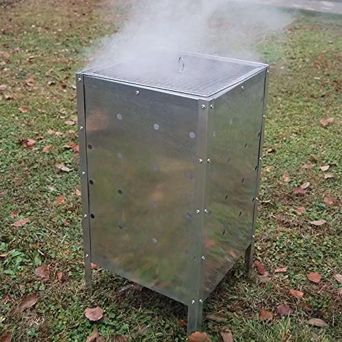 Gr8 Garden 90 Litre Galvanised Steel Square Incinerator Fire Bin in Silver, W/D/H: 40 x 40 x 75 cm – 1