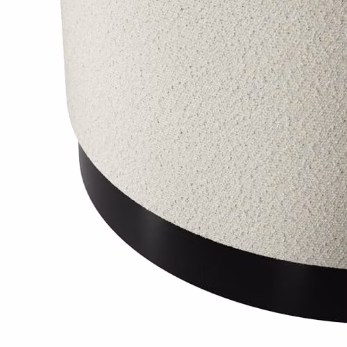 Lemon Pavilion Furniture Lara Large Cylindrical Pouffe in White Bouclé Fabric, W: 60.5 cm, D: 60.5 cm, H: 35.5 cm – 1