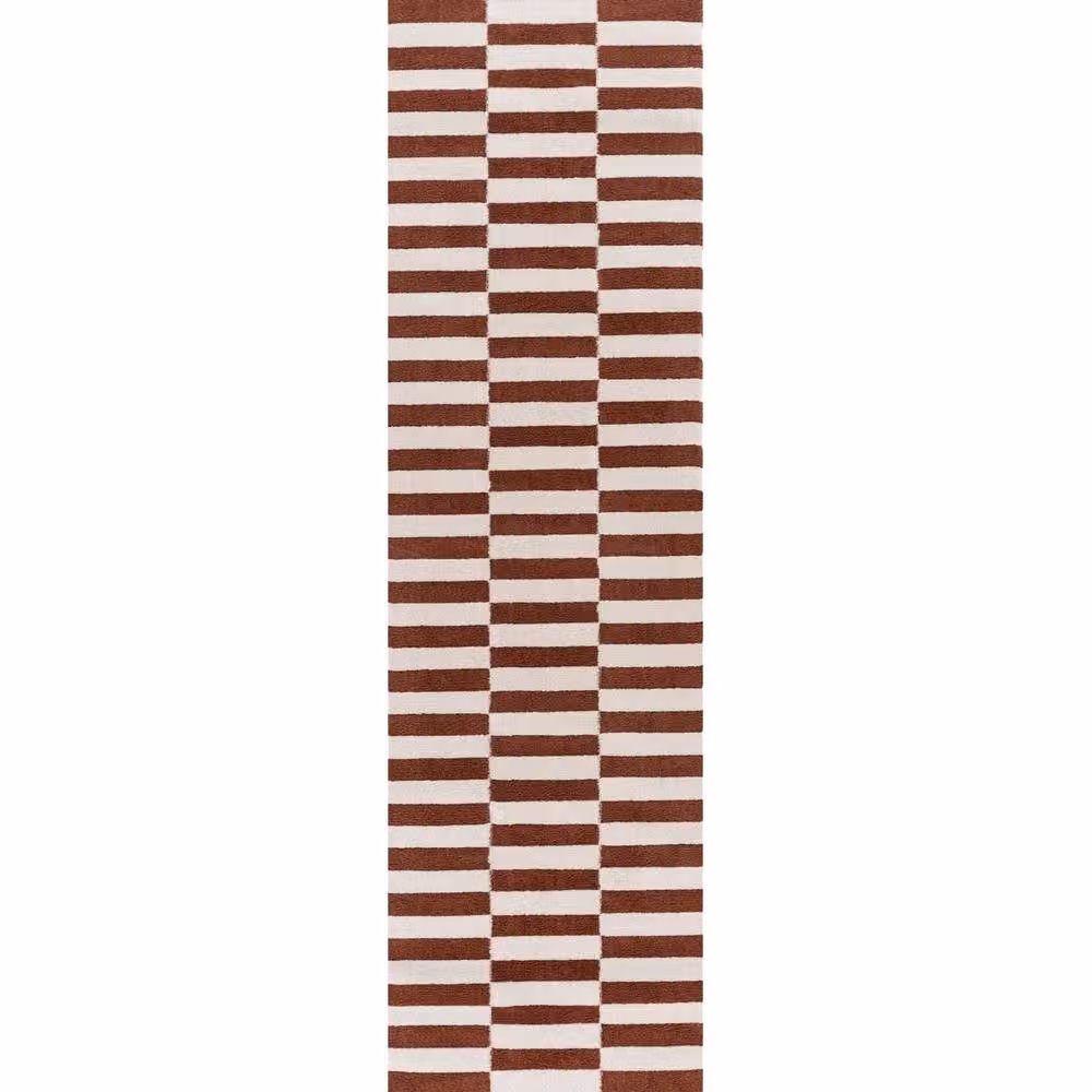 THE RUGS Loft Striped Soft Pile Living Room Area Rug in Terracotta, W: 240 cm, D: 340 cm – 7