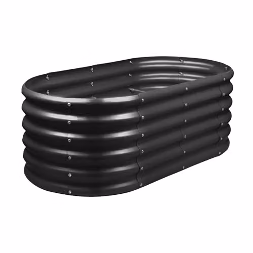 Harbour Housewares Rounded Bottomless Raised Garden Bed in Anthracite Galvanised Steel, W/D/H: 120 x 60 x 45 cm