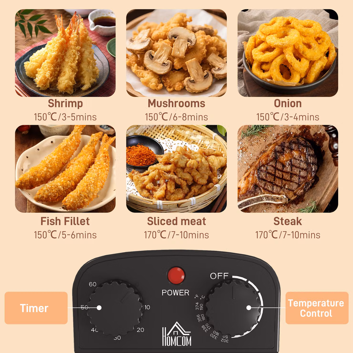 HOMCOM 5 Litre Deep Fat Fryer in Silver, 2000W Stainless Steel with Adjustable Temperature, Timer and Removable Oil Basket – 4