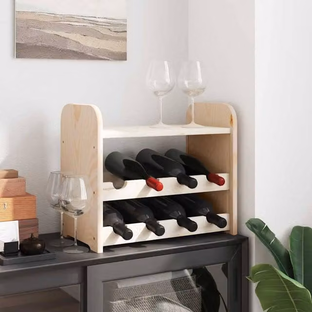 Berkfield Home Beautiful Wine Rack with Top Board in Natural Solid Pine Wood, W/D/H: 43 x 25 x 37 cm – 1
