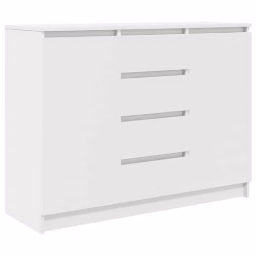 vidaXL Modern White Sideboard with Drawers in MDF, W/D/H: 100.5 x 35 x 76 cm