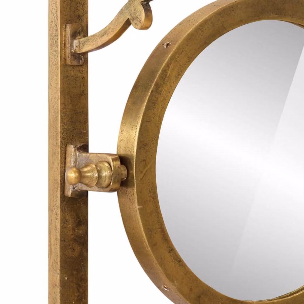 Berkfield Home Wall Mounted Aluminium Luggage Rack with Coat Hangers and Mirror in Brown and Gold – 2