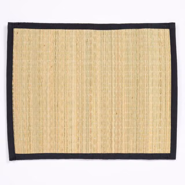 Esselle Spey Dry Grass Placemats, 2 Pack, Black Cotton Striped Rustic Design – 1