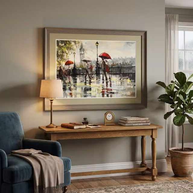 Orsina London City Photograph Framed Wall Art in Red, White and Multicolour
