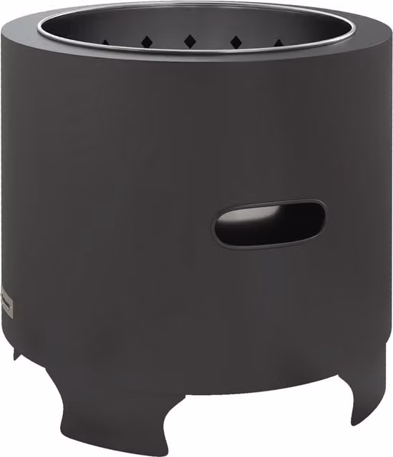 Outsunny Smokeless Wood Burning Fire Pit, Black Metal Portable Round Bonfire Stove with Poker, Diameter: 45 cm