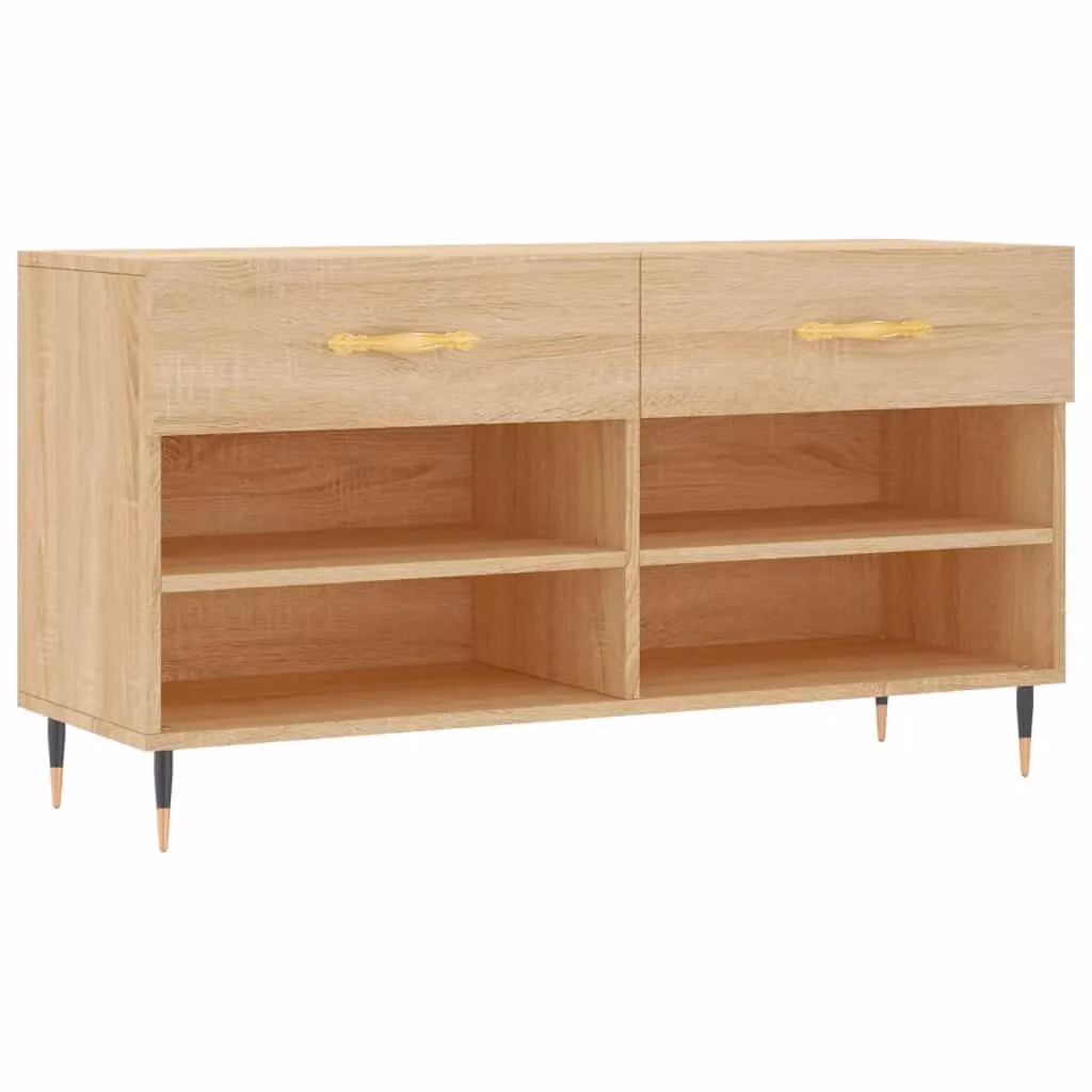 Berkfield Home Sonoma Oak Shoe Bench in Brown, W/D/H: 102 x 35 x 55 cm – 2