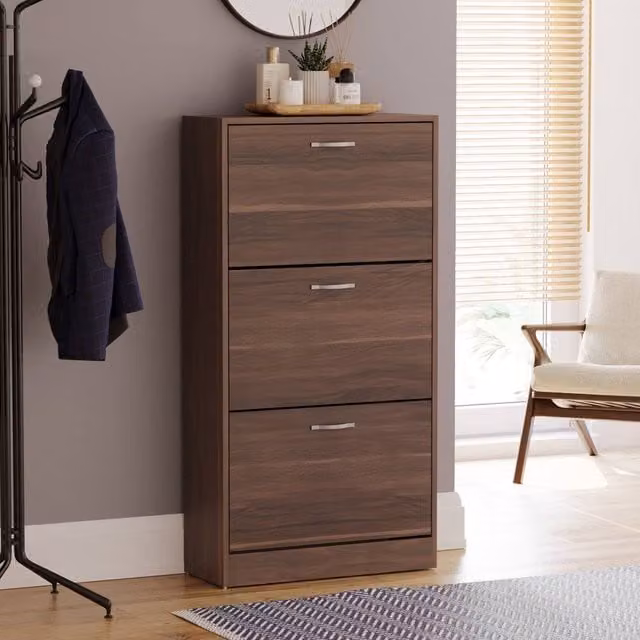 HD Designs Vida Designs Modern 3 Drawer Shoe Cabinet in Walnut – 1