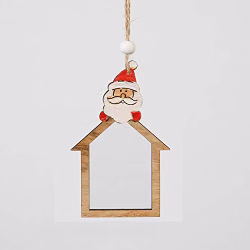 Shatchi Set of 3 Wooden Christmas Tree Hanging Ornaments in Brown and Multicolour featuring Santa, Reindeer and Snowman Figures, 10 cm – 2