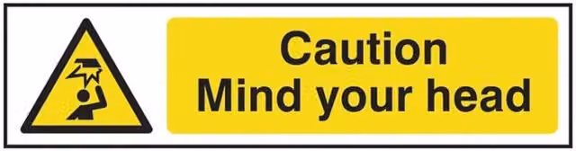 Scan Mind Your Head Caution PVC Sign, Yellow and Multicolour, W: 20 cm, H: 5 cm – 1