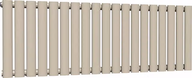 Lux Heat Oval Horizontal Single Radiator in Moon Dust Grey/Beige, W: 114 cm, H: 40 cm, D: 4 cm