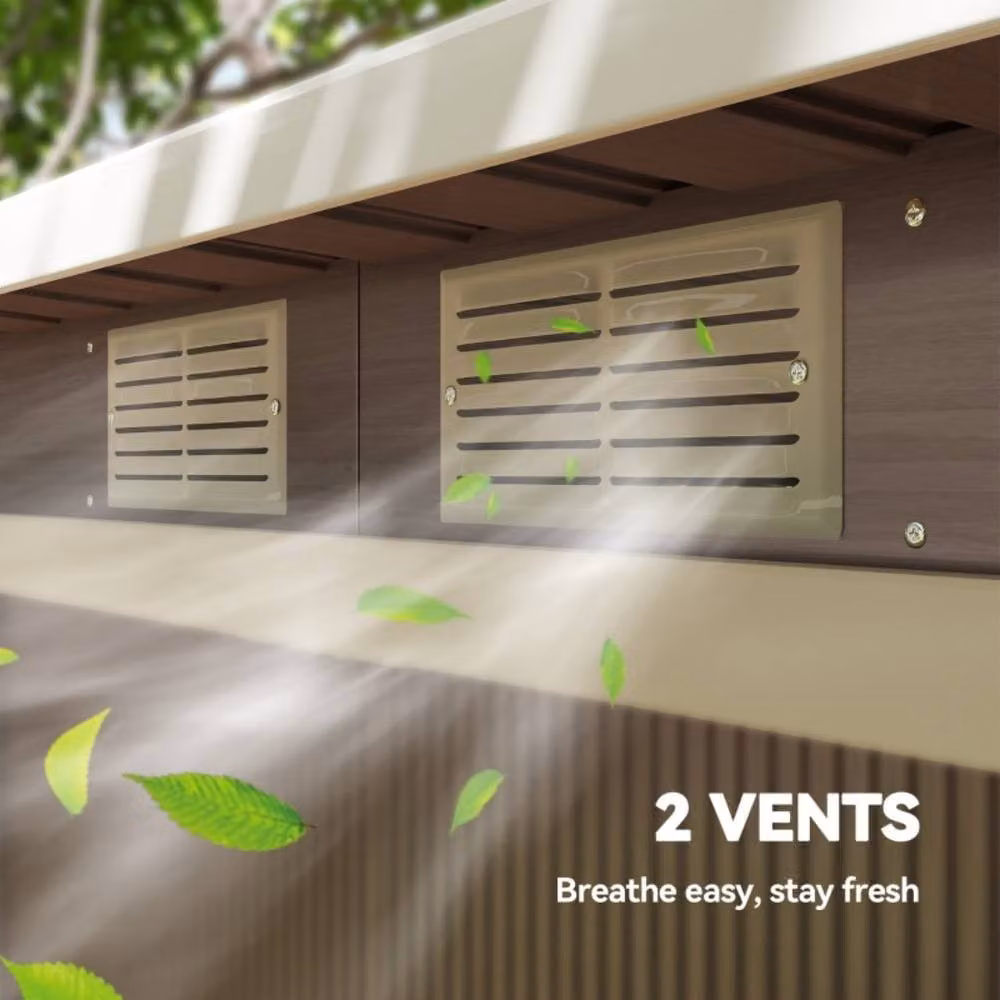STILVORA Brown Galvanised Steel Garden Shed with Double Sliding Doors and Side Vent, W/D/H: 158 x 116 x 158 cm – 6