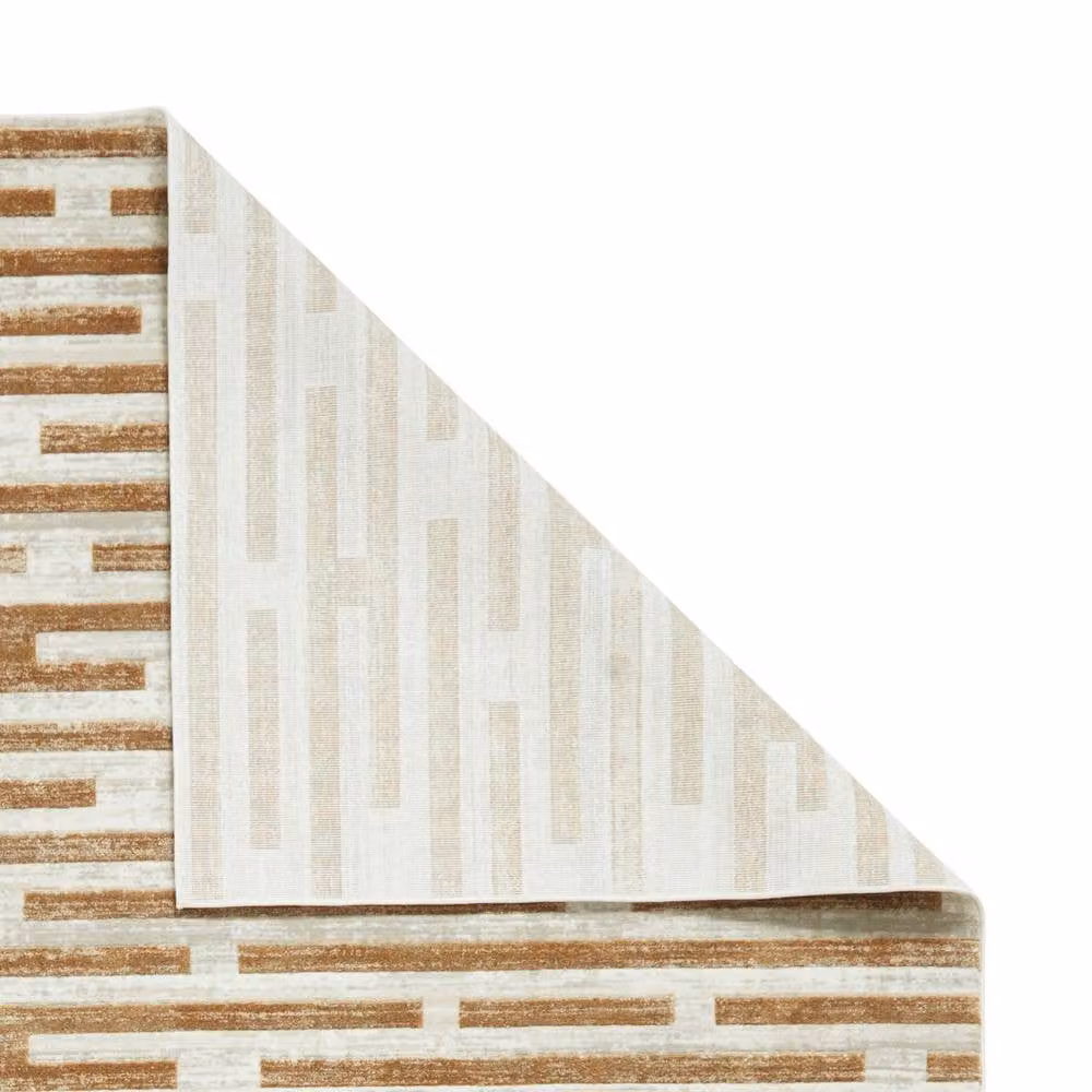 The Rug Shop UK Beige Modern Abstract Striped Easy to Clean Area Rug W: 200 cm, L: 290 cm – 3