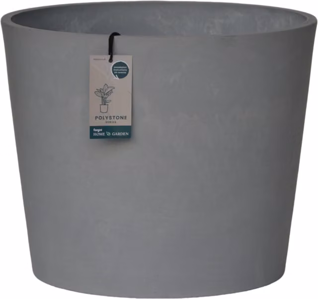 Fargro Home and Garden Round Bucket Planter in Light Grey Reinforced Stone, Diameter: 40 cm, Height: 32 cm