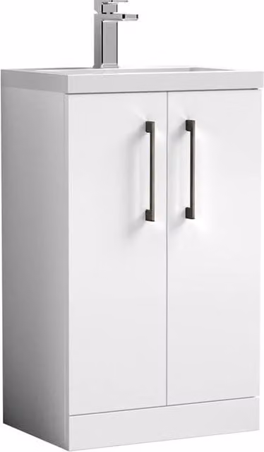 Balterley Gloss White Modern Freestanding Bathroom Vanity Unit with Soft Close Doors