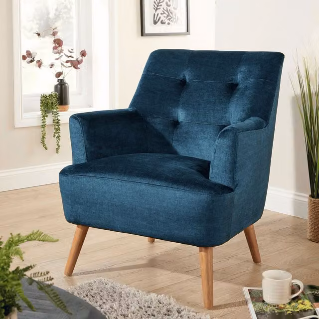 Home Source Arta Modern Upholstered Accent Armchair in Blue