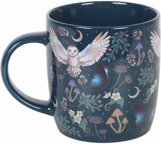 Night Owl Dreams All Over Print Ceramic Mug in Blue and Multicolour