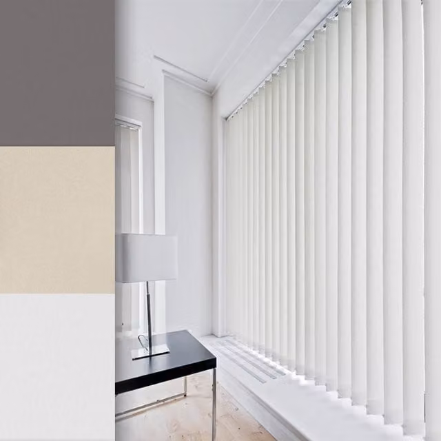 Caecus White Plain Blackout Vertical Blind Set with Tilt Wand, Width: 140 cm