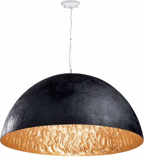 Faro Magma 3 Light Dome Ceiling Pendant in Black and Gold/Brass with E27 Socket