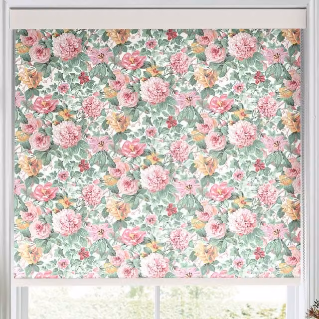 Laura Ashley Aveline Made to Measure Translucent Floral Roller Blind in Pink