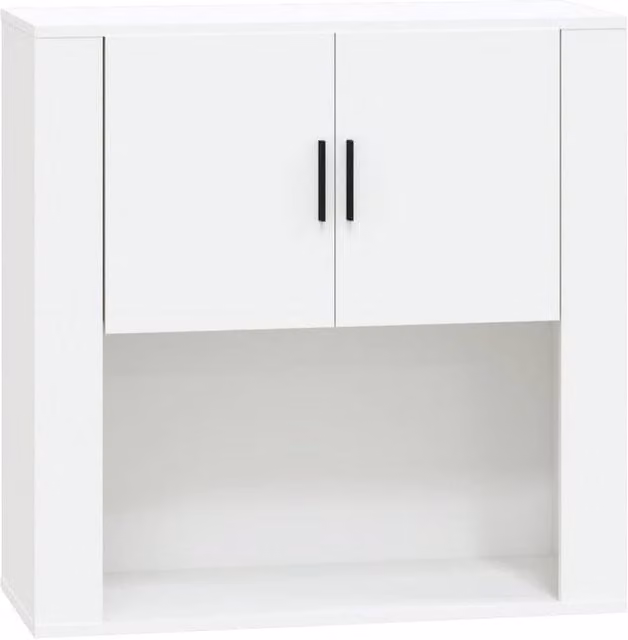 Berkfield Home White Wall Mounted Cabinet with Hinged Doors, W/D/H: 80 x 33 x 80 cm