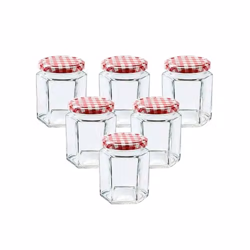 Simpa 6 Pack Glass Jam and Preserve Jars with Red Screw Top Lids, 280ml each – 1