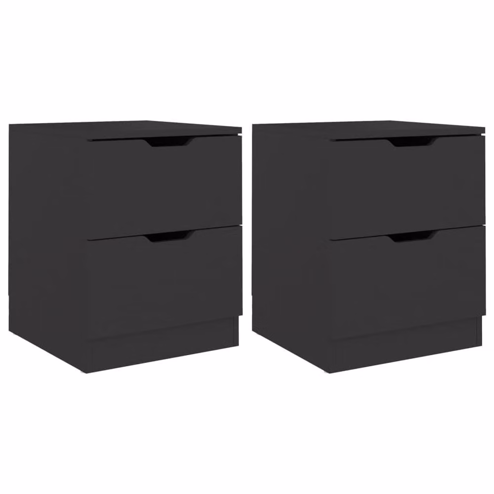 Berkfield Home Elegant Bedside Cabinets, 2 Piece Set in Black, W/D/H: 40 x 40 x 50 cm – 3