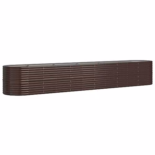 vidaXL Brown Galvanised Steel Raised Bed for Vegetable and Herb Gardens W: 440 cm, D: 80 cm, H: 68 cm – 1